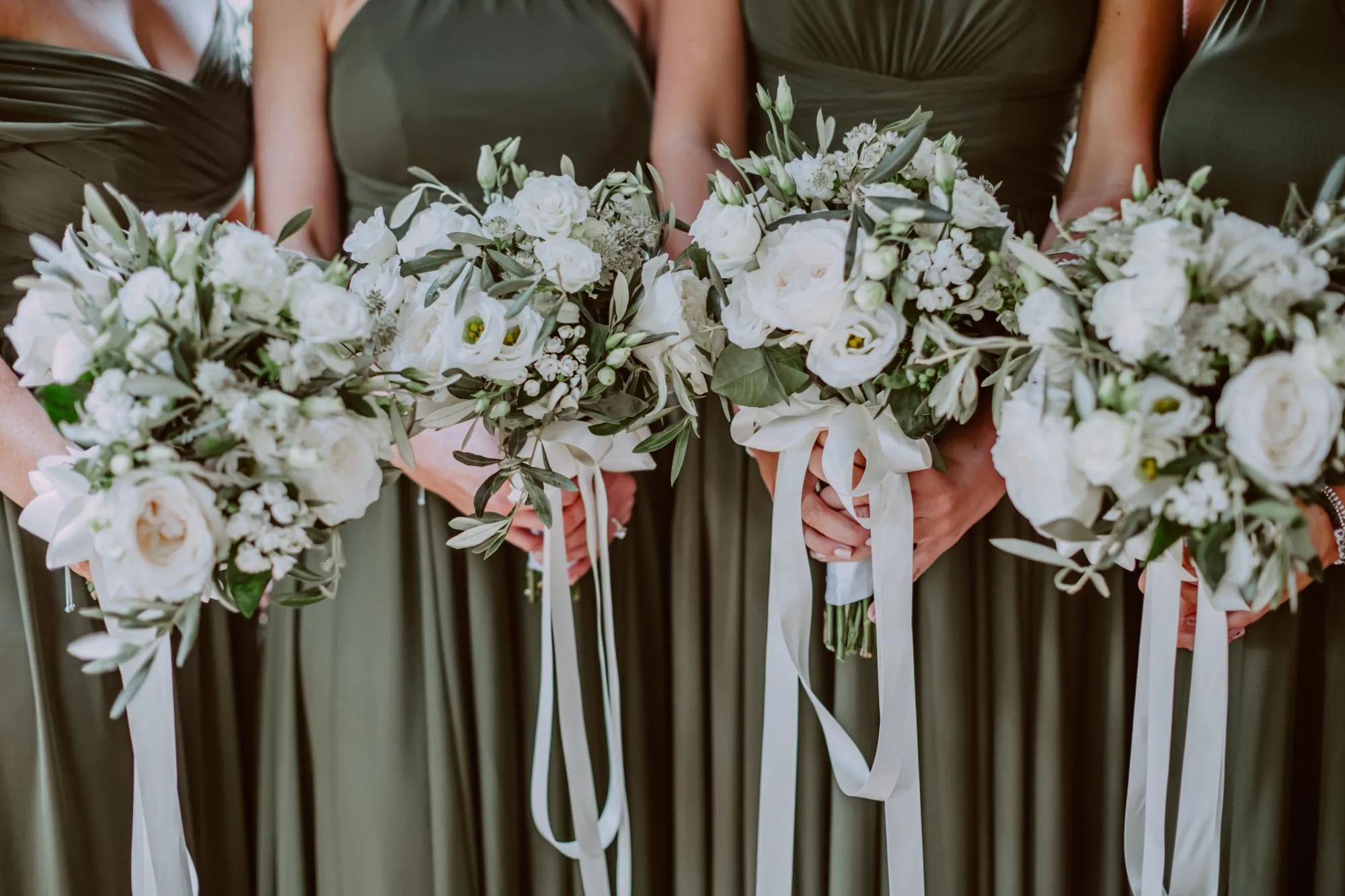 wedding florist and hire in Warwick - 4 bouquets of white flowers